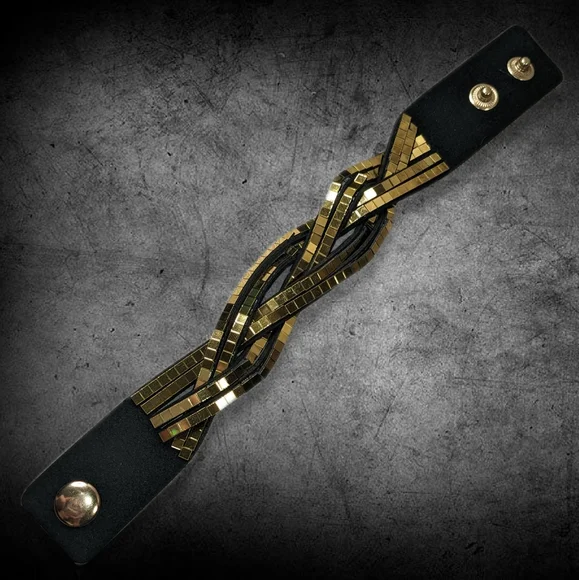 A12 Gold Disco Ball Wrap Bracelet Black Suede Metallic Crystal Rhinestone - Picture 4 of 12